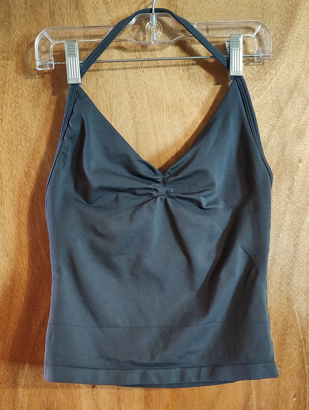 DFYNE Longline Strappy Halter Top Slate Gray Contour Athletic Workout Stretchy M